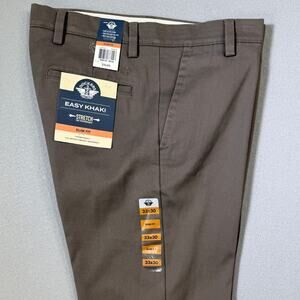 Dockers Men's Easy Slim Fit Khaki Stretch Pants - Dark Pebble 33x30 $80